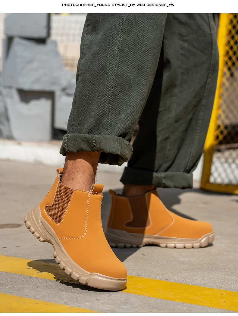 Wasserdichte Lederschuhe für Herren, rutschfeste, unzerstörbare Schutzstiefel, leichte Sicherheitsarbeitsschuhe für Herren, unzerstörbar – Detail 16