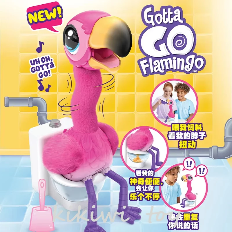 Flamingo Little Live Pets Electronic Pet Plastic Animal Feeding Poop Toy Singing Funny Doll Play House Children Birthday Gift