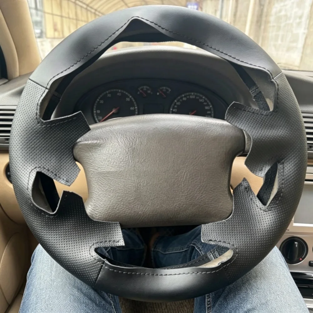 Hand Sewing Black Perforated Non-slip Artificial Leather Steering Wheel Cover For VW Golf 4 MK4 1998-2004 Passat B5 1996-2005