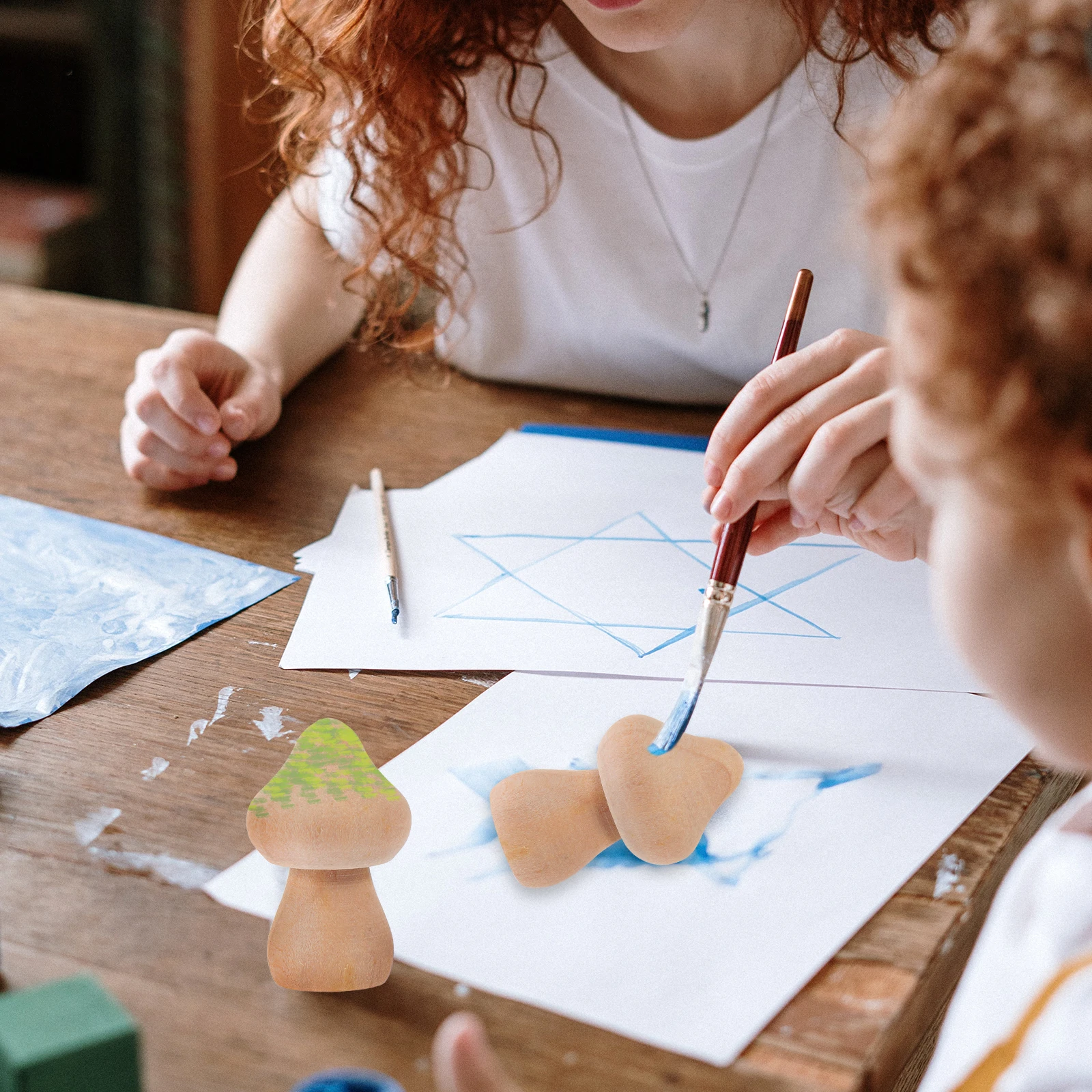 

60Pcs DIY Wooden Mushroom Peg Unfinished Painting Craft for Kids Desktop Decoration Creativity Wooden Mushroom Peg