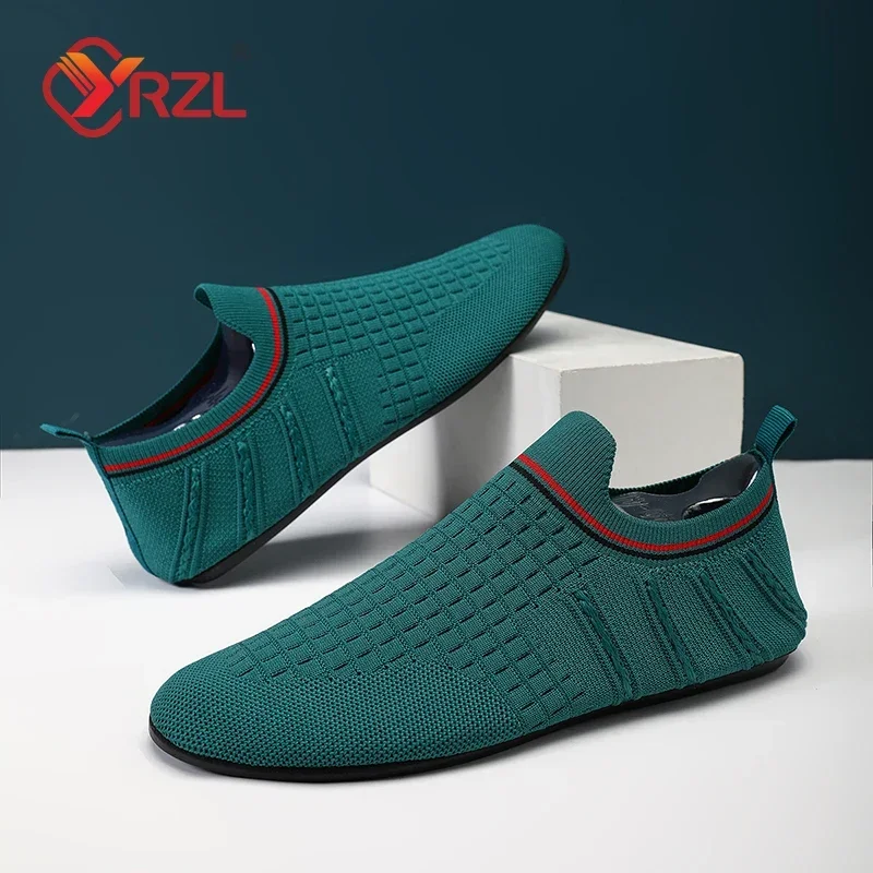 YRZL Loafers Men Soft Driving Moccasins High Quality Flats Male Walking Shoes Breathable Mesh Casual Loafers Summer Mens Shoes