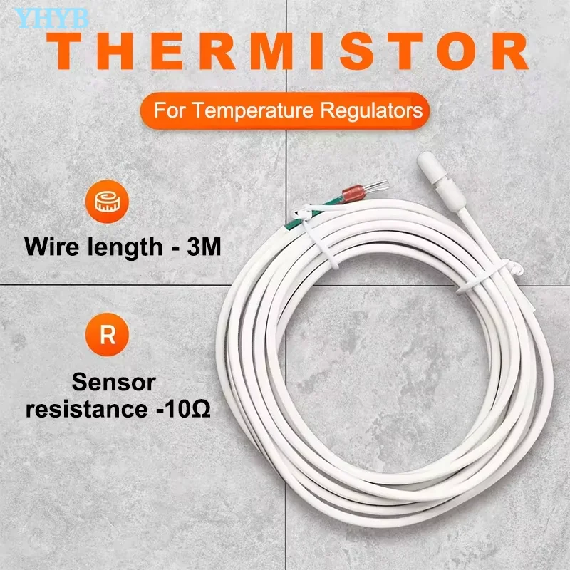 NTC 10K Indoor 3-Meter Cable Floor Heating Sensor, Temperature Controller, Waterproof Probe