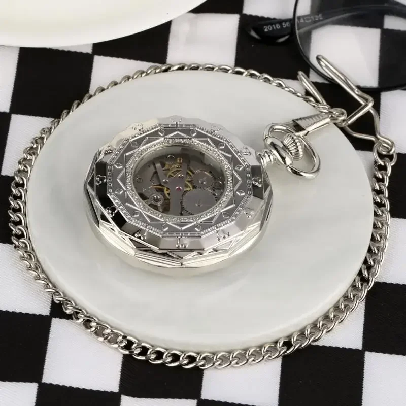 Classic Hand Winding Mechanical Pocket Watch Classic Open Face Clock Pendant Chain For Men Ladies Relogio De Bolso Gift
