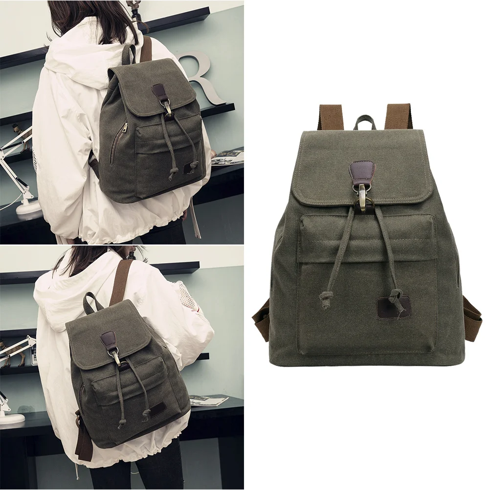 

Vintage Coffee Canvas Backpack for Women Large Capacity Travel Bag Multi-Functional School Rucksack Adjustable Strap for Girls