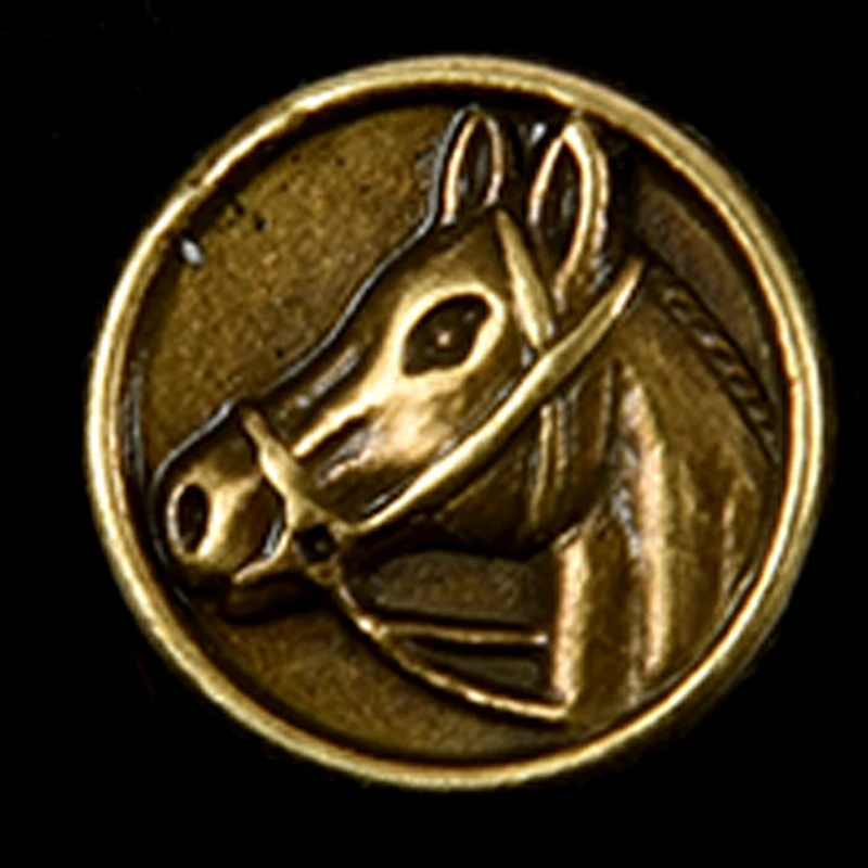 40Pcs Zinc Alloy Buttons Horse Head Carved Round Bronze Tone 15Mm( 5/8 Inch)Dia.