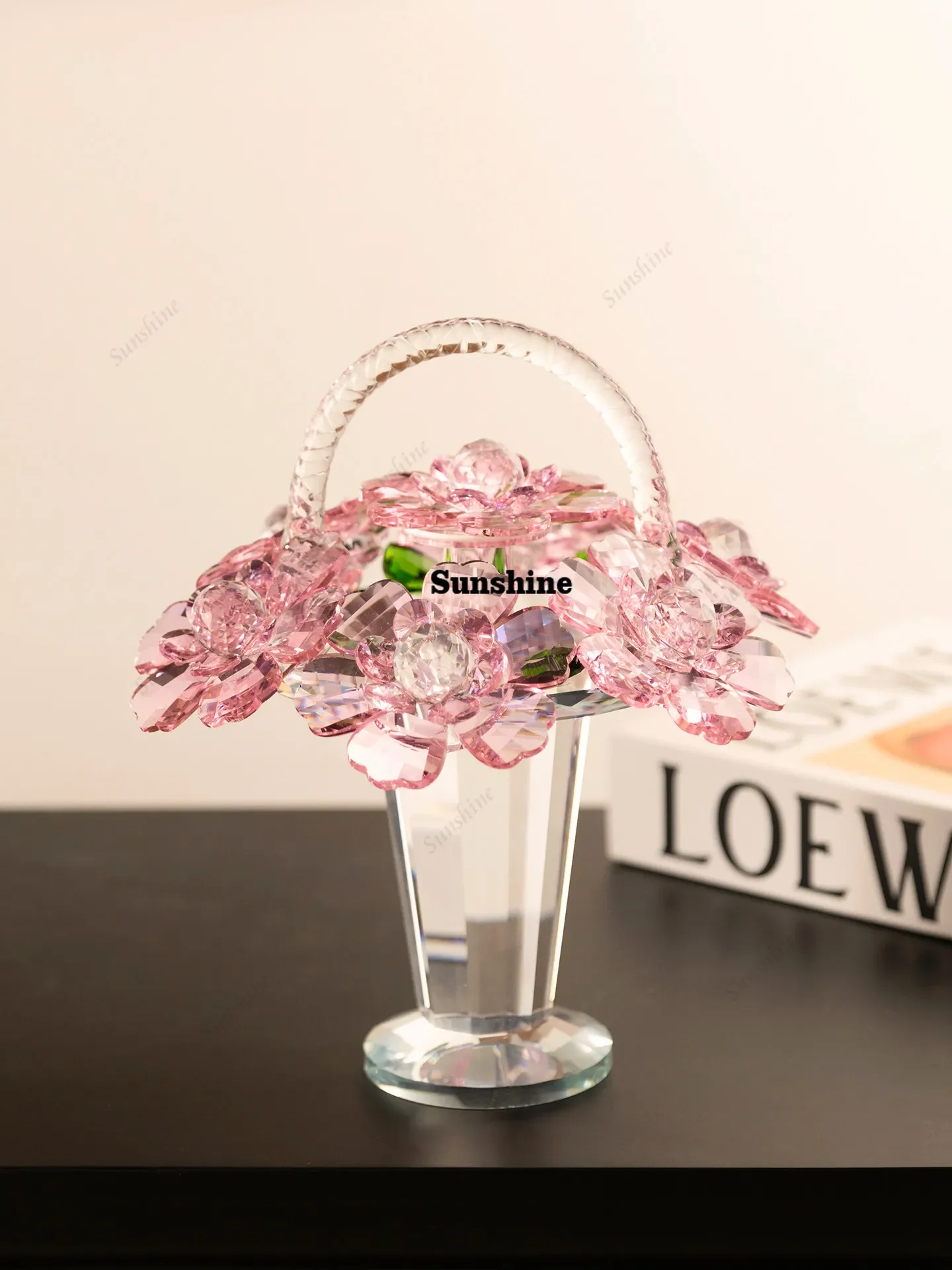 

Modern light luxury pink crystal ornaments, living room wine cabinet, home soft decorationTJ