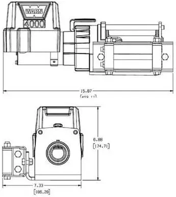 WARN 94000 4000 DC Series 12V Electric Winch with Steel Cable Rope: 7/32" Diameter x 43' Length, 2 Ton (4,000 lb) Capacity