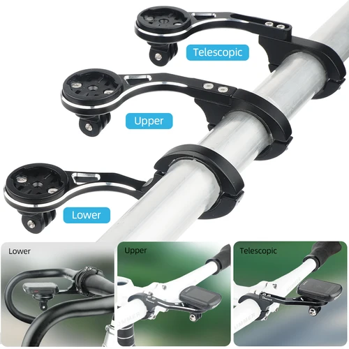 Imagen 2 del producto Soporte frontal extendido para ordenador de bicicleta, adaptador de soporte para cámara de montaje en manillar, compatible con cámara deportiva GoPro/Garmin/Bryton/Wahoo