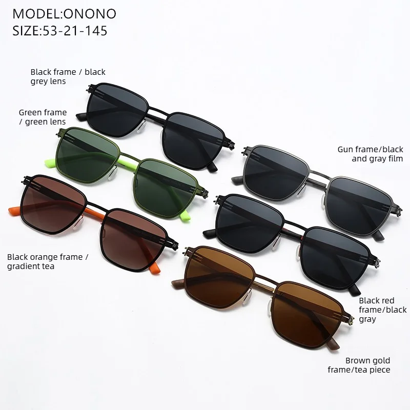 New Personalized Polarized Sunglasses Ultra Thin Light Steel Square Vintage Men Classic German Screwless Sunglasses Women UV400