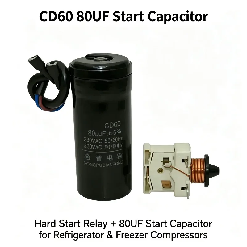 117U6002 117U6005 117U6010 117U6011 117U6015 117U6016 117U6019 Refrigerator Freezer Compressor Capacitor PTC Starter Parts 80UF
