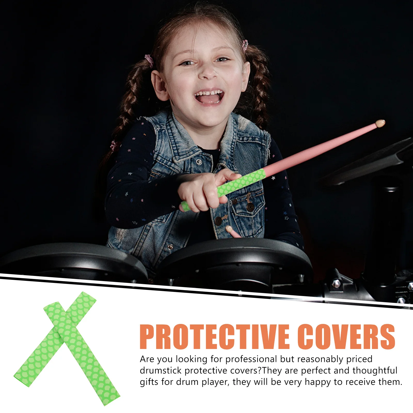 

Drumstick Grip Covers Anti -sliding Sticks for Adults Cross-linked Polyethylene Drumsticks Grips Kit Accessories Drummer Tape