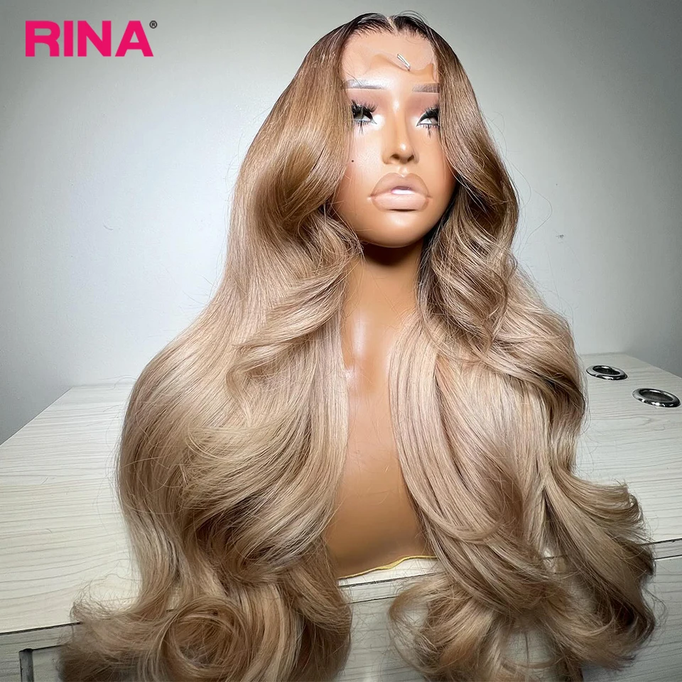 Ombre Blonde Color Human Hair Wigs Body Wave 13x6 Lace Front Wig 180% Density Pre Plucked Blonde Body Wave Wigs For Black Women