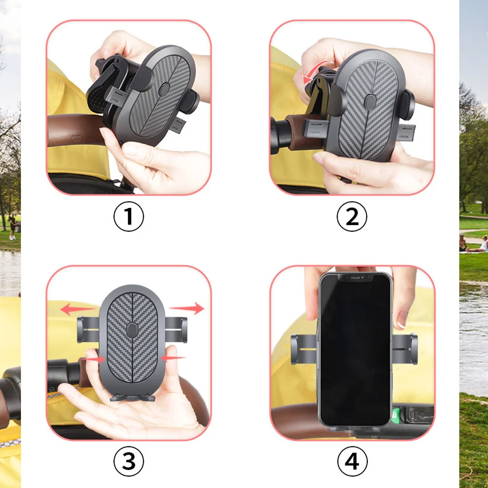 

Phone Holder Clip on Mount for Bicycle Stroller Scooter Reusable Plastic Rack Stand for Hands Free Riding Daily Use