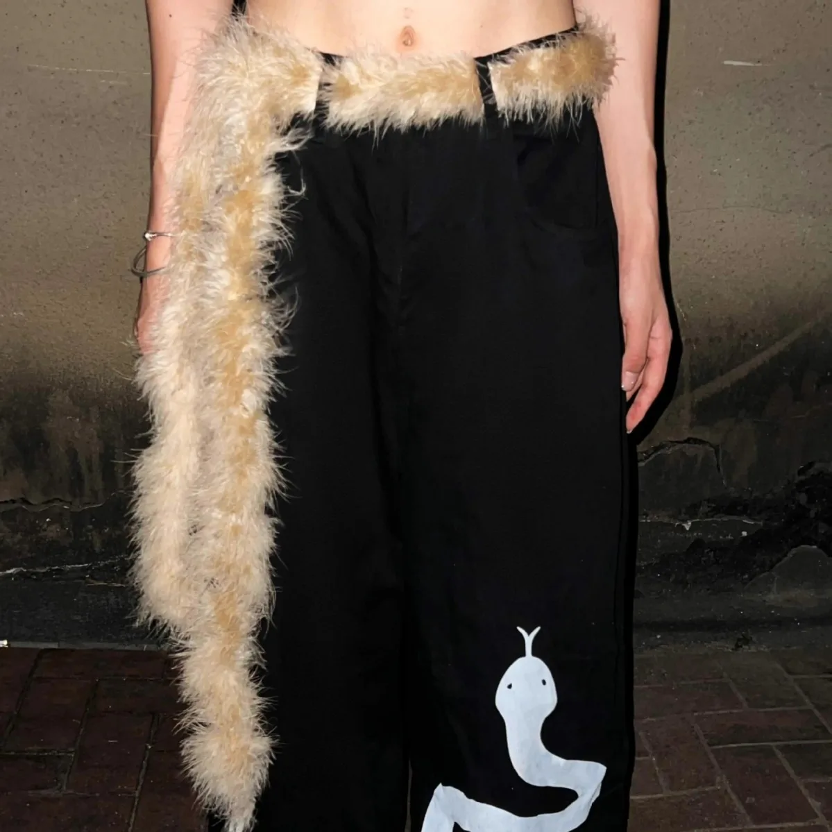 حزام طويل منفوش Y2K الألفية الساخنة فتاة نمط عصري الخصر سلسلة حبل وشاح معلق الديكور المرحلة الديكور