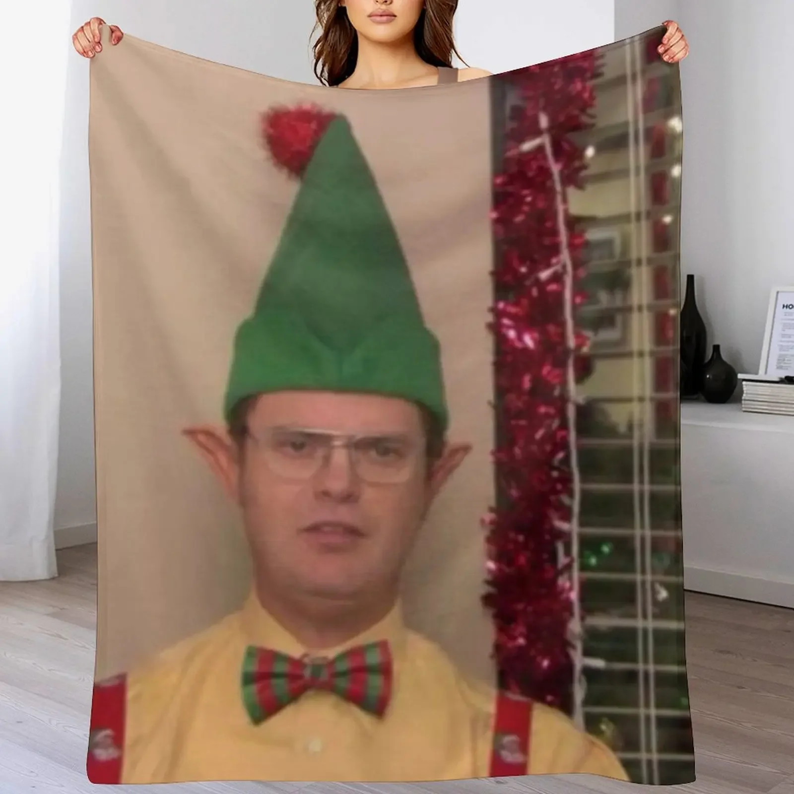 

Dwight Schrute Elf - The Office Throw Blanket Softest cosplay anime Luxury Throw Luxury Blankets