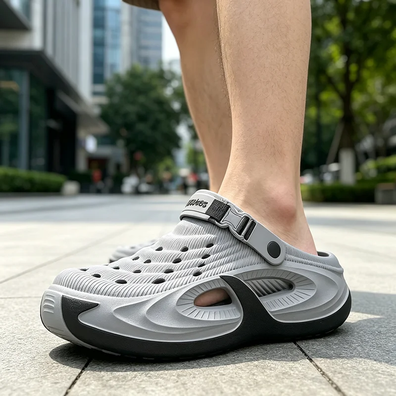Soft Cloud Thick Bottom Clogs Men Summer 2026 Non Slip Eva Patchwork Beach Slippers Plus Size Driving Shoes Sandals for Men