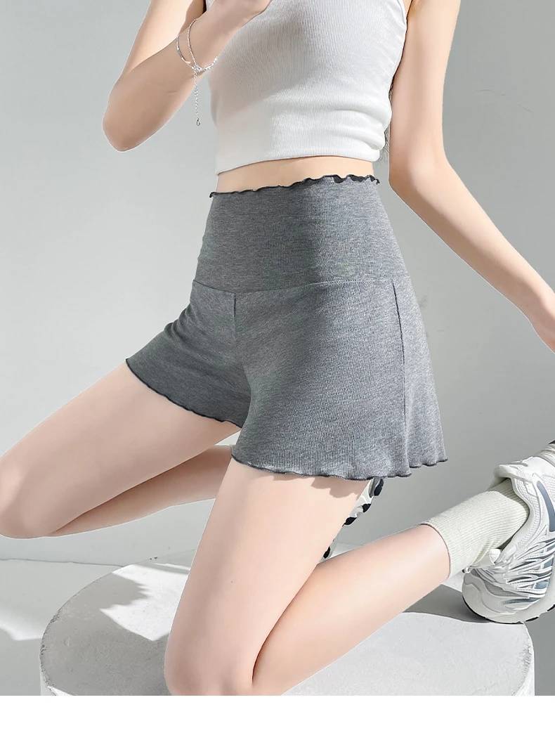 Damen High-Waist Rüschen-Skort-Shorts, weich, dehnbar, schützt vor Scheuerstellen, für Tanz und Yoga, lässige Sicherheitsshorts. – Detail 7