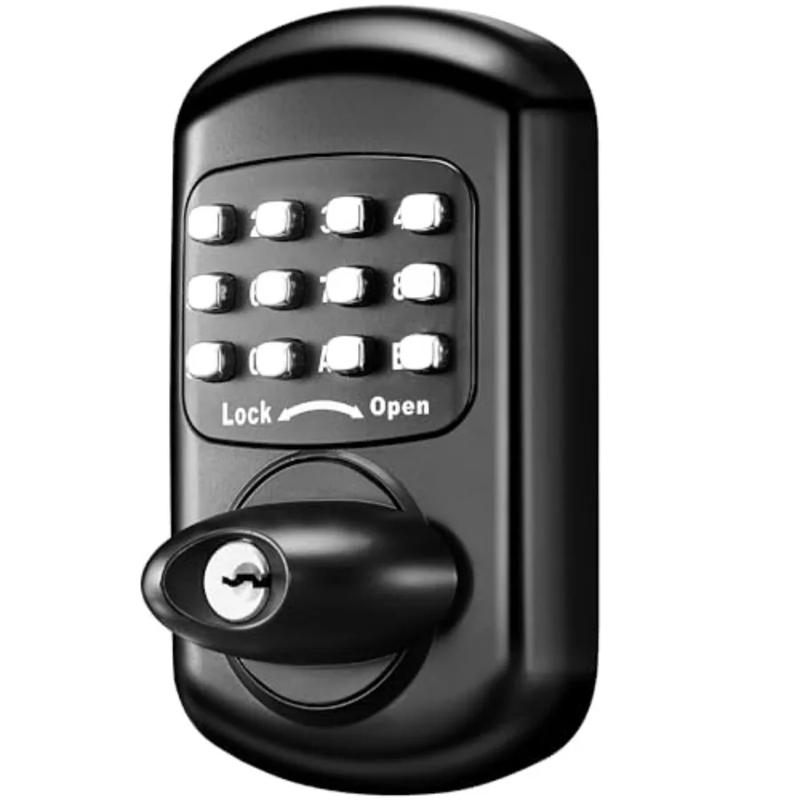 

Keyless Deadbolt Keypad Entry Door Lock Alloy Sabbath Lock 100% Mechanical Shabbos Lock No Risk of Low Power, Black