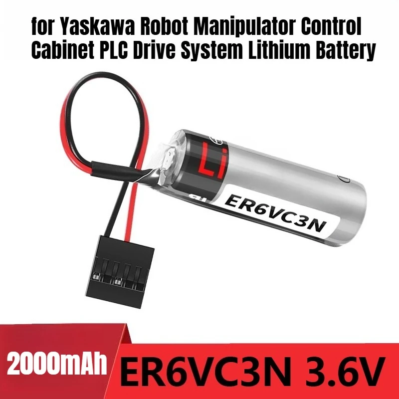 

ER6VC3N 3.6V 2000mAh for Yaskawa Robot Manipulator Control Cabinet PLC Drive System Lithium Battery