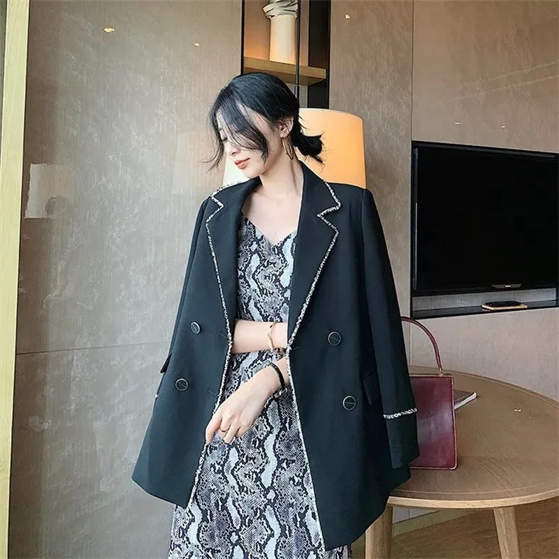 Xiaoxiangfeng terno retrô feminino, jaqueta blazer de mangas compridas, tops femininos soltos, moda coreana, primavera e outono, 2022