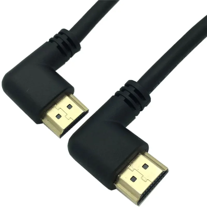 Kabel przedłużający 4K*2K @60Hz z lewej i prawej kątowej HDMI 2.0 męski na prawy lewy kolanko męskie 15cm 50cm 1m 2.0V kąt