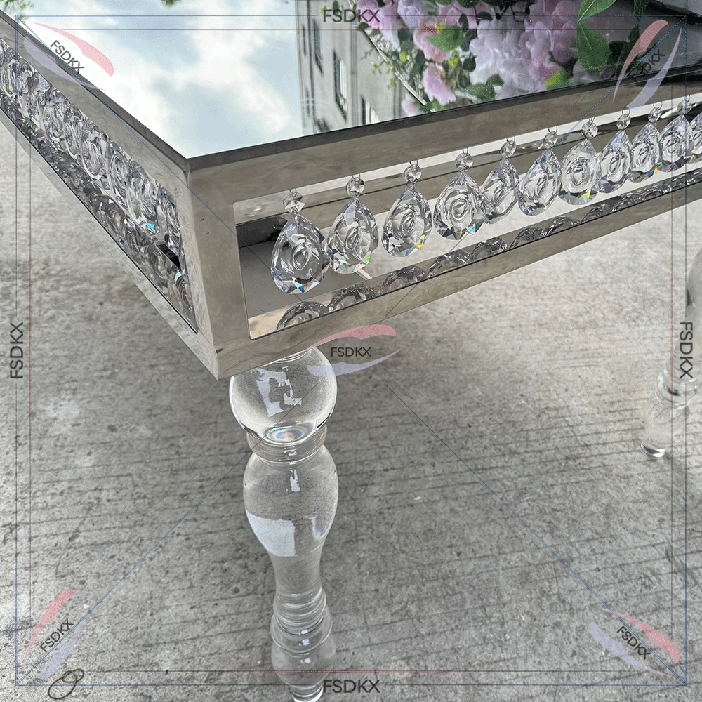 Luxury Hotel Acrylic Wedding Table Rectangle Glass Top Table Nordic Clear Transparent Acrylic Dining table