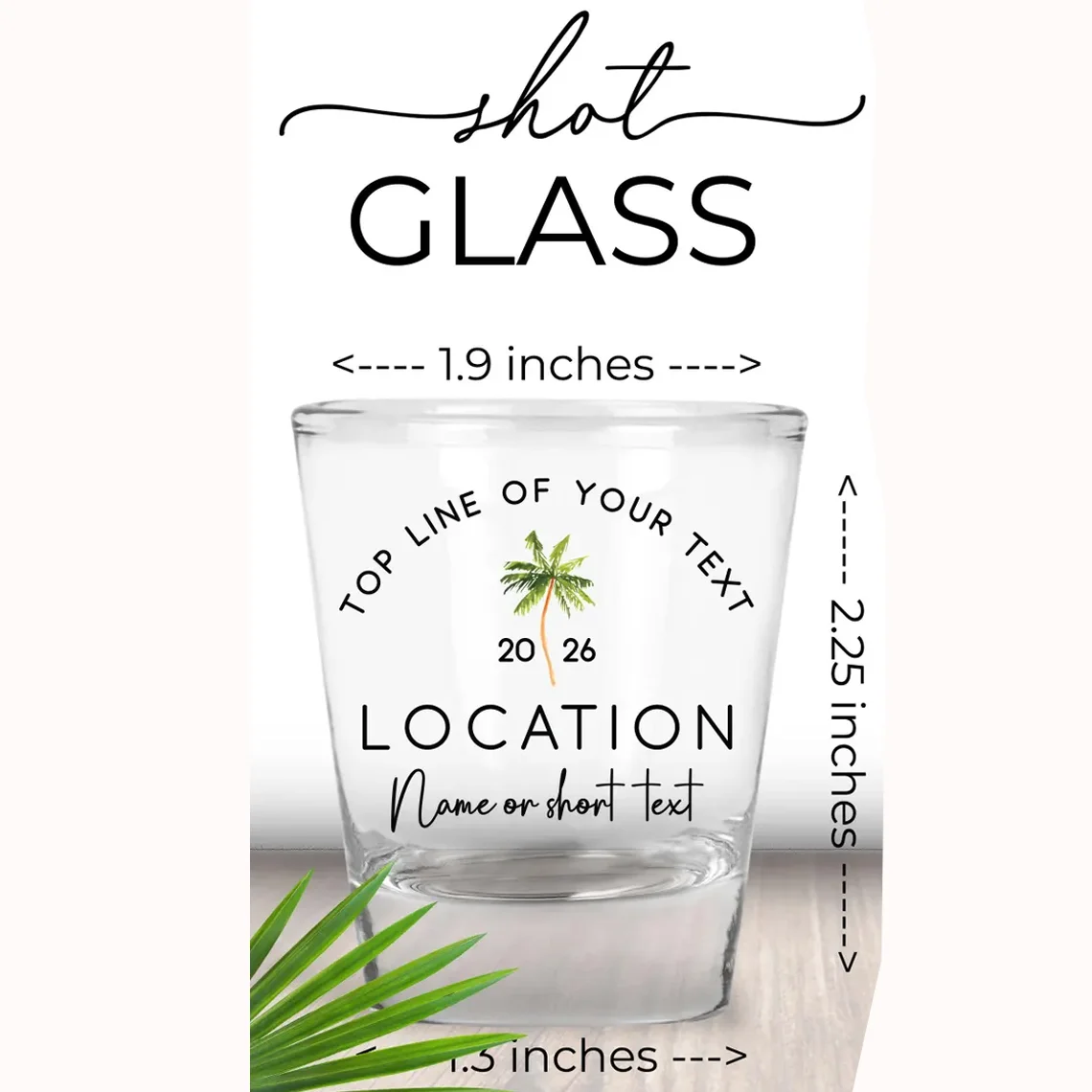 Custom Palm Tree Pattern Shot Glasses Personalized Tropical Drink Cups Party Favors For Beach Bachelorette Birthday Celebration - view 5