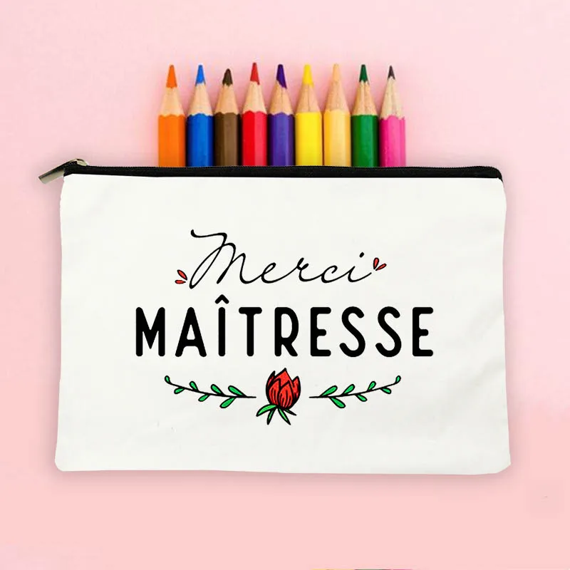 Leraar Geschenken Bedankt Leraar Franse Print Reizen Wassen Pouch Opbergzakken Etui Grote Portemonnees School Briefpapier Leveringen Gg