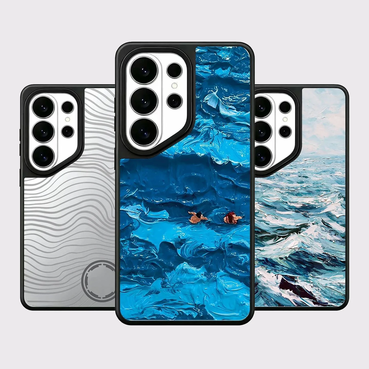 Acrylic Black Border Case for Samsung Galaxy S26 S25 S24 S23 Ultra S26U S24+ S25+ S26 Plus Protective Case Ocean Sea
