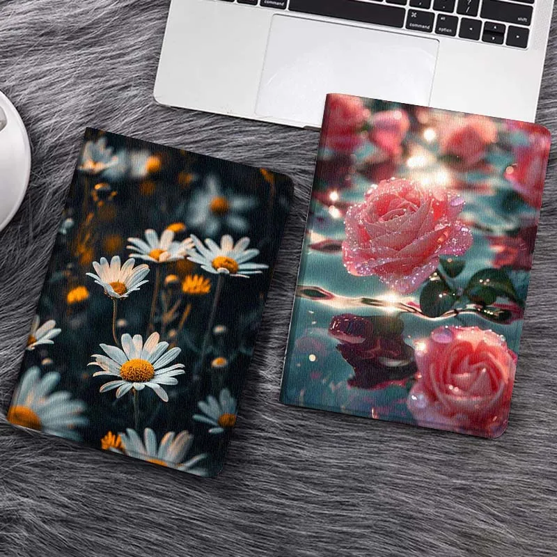 

White Daisy Field Flowers Tablet Case For Samsung Tab Galaxy S6 S11 A A7 A8 A9 A11 10.1 10.4 10.5 Plus Lite Gift
