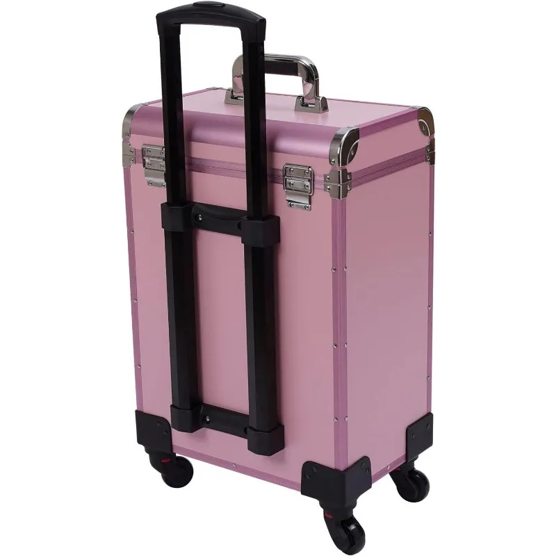 Makeup Train Case,Professional Rolling Makeup Trolley with Adjustable Dividers,Jewelry Travel Cosmetic Train Case