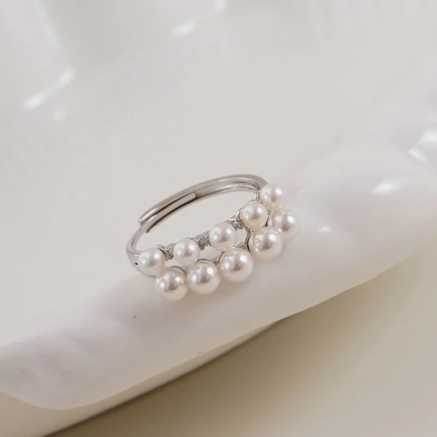 

S925 Sterling Silver Adjustable Finger Ring Mountings Base Setting Findings Jewelry Components for 3.5-4.5mm Pearls 3pcs/lot