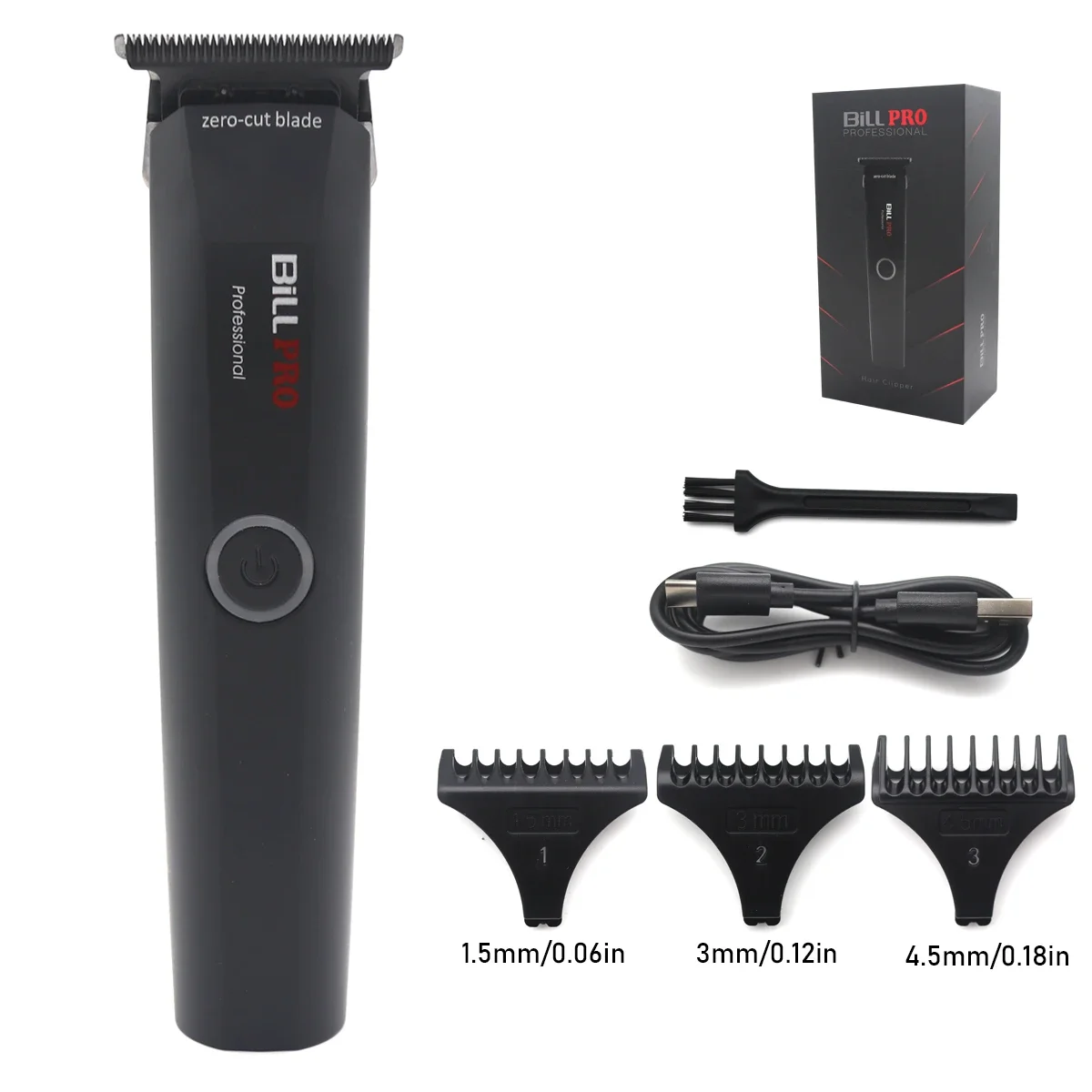 BillPRO BL-931 Trimmer for Men DLC T-Blade Zero Gapped Cordless USB Ceramic Blade Finishing Machine Professional Hair Clipper