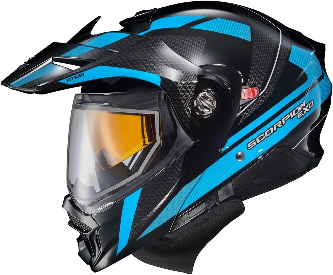 

AT960 Cold Weather Adventure Snowmobile Modular Helmet Dual Pane Shield with Breath Box and Bluetooth Ready Speaker Pockets Hick