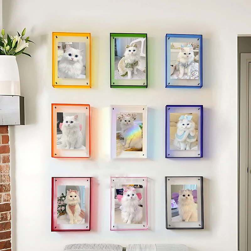 

Floating Picture Frame Neon Acrylic Translucent Colorful Decorative Photo Frame for Wall Mounting Tabletop Hanging Display Photo