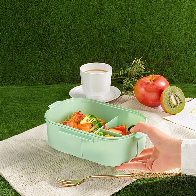 صندوق غداء بينتو محمول مختوم مانع للتسرب بطبقة مزدوجة آمن للاستخدام في الميكروويف مع أدوات المائدة وإكسسوارات المطبخ #5