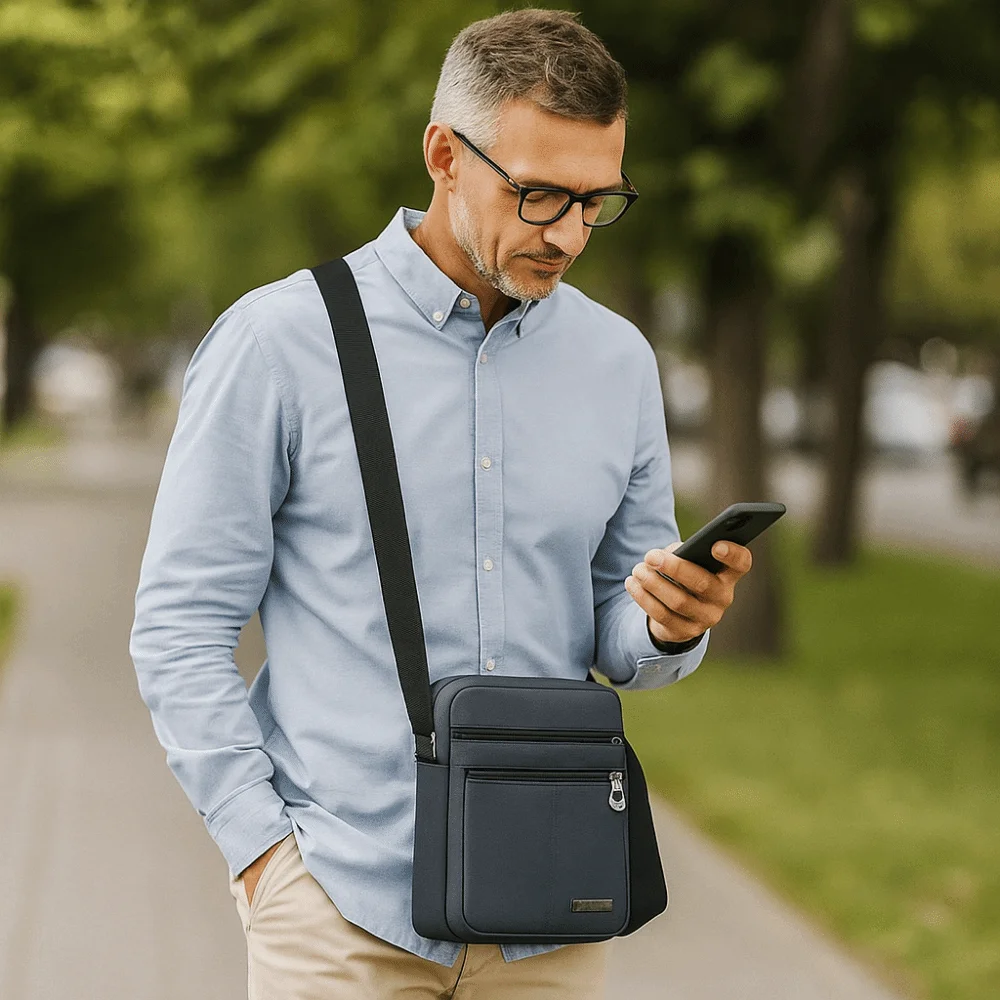 

Oxford Cloth Men's Shoulder Bag Multi Layer Large Capacity Male Crossbody Bags with Zipper Waterproof Messenger Bag Commute