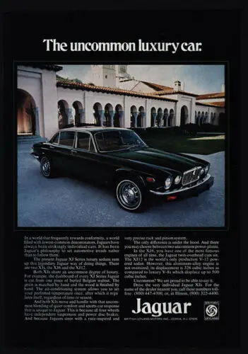 1p,1975 سيارة سيدان الفاخرة من سلسلة XJ الخضراء - غير شائعة - لافتة من القصدير
