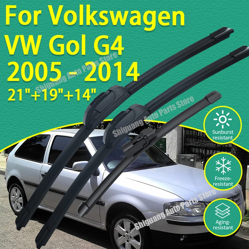 Limpiaparabrisas Delanteros y Traseros con Revestimiento de Silicona para VW Volkswagen Gol G4 2005-2014, Accesorios para Limpiaparabrisas 2013
