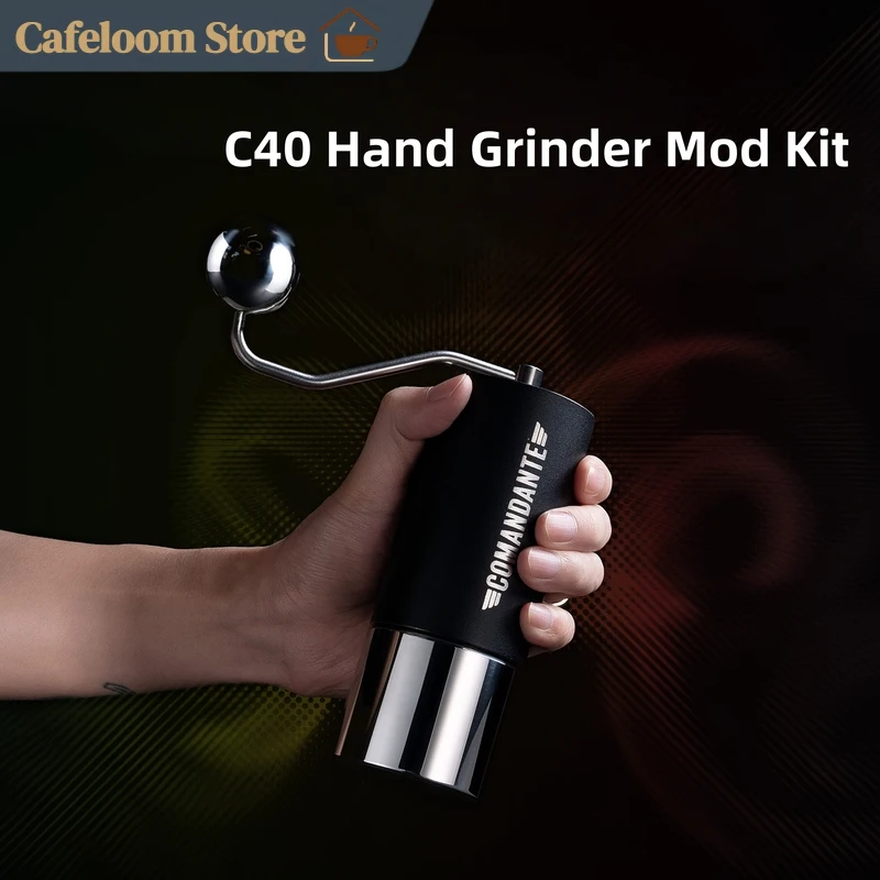 Tough C40 Comandante Manual Coffee Grinder Modification Kit Stainless Steel Handle Powder Jar For Home Outdoor Coffee Brewing