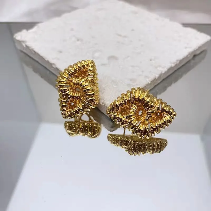 

Spain Heavy Industry Lava Stud Earrings Niche Design Earrings Light Luxury High Sense Winding Twist Earrings Women