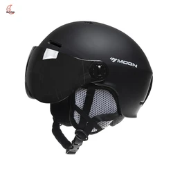 MOON Ski Helmet Snowboard Helmet for Adult and Youth Adjustable Fit with Detachable Goggles Protective Shell Breathable Vents