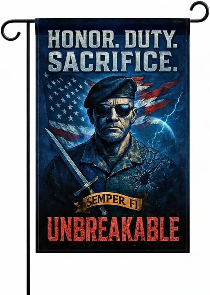 Marine Corps Soldier Semper Fi Garden Flag 12x18 In Doublesided Honor Duty Sacrifice Weather-Resistant Polyester Banner for  EEZ