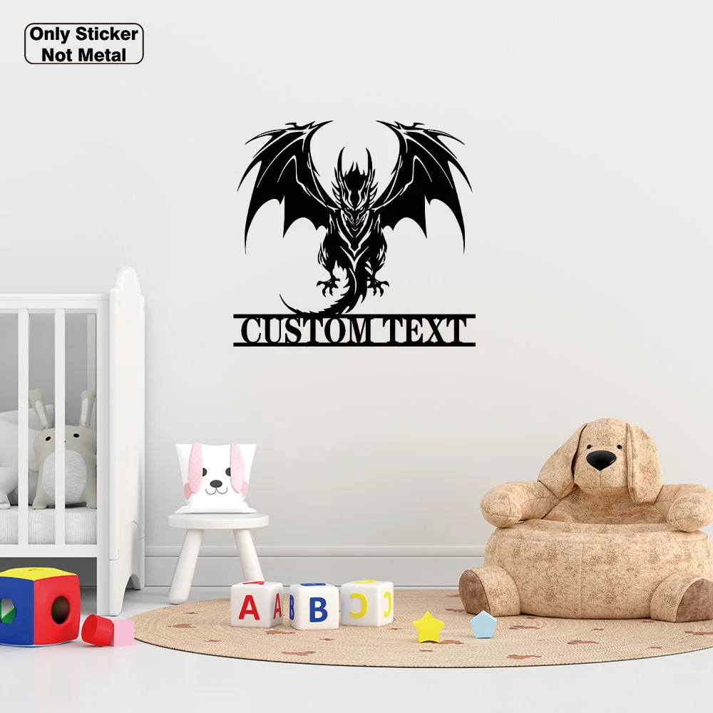 1 unidad de pegatinas de pared de dragón con nombre personalizado romántico, pegatina de pared de moda moderna para cocina, acceso de decoración del hogar de Pvc Diy