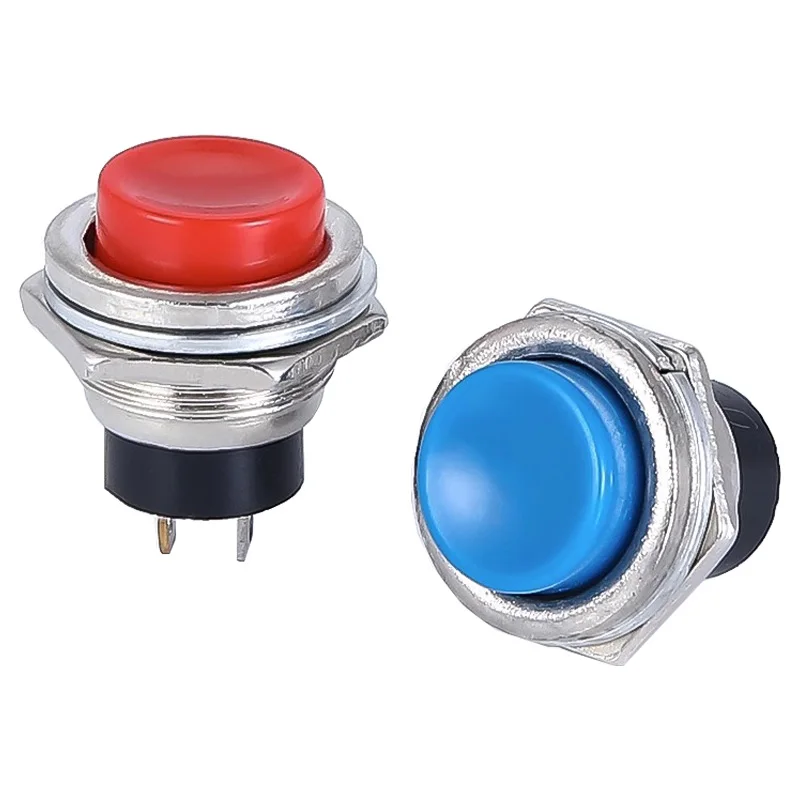 16mm Round Momentary Switch 3A125VAC/6A125VAC DS-212 SPST Self-reset Push Button Switch Red/Green/Blue/Yellow/White/Black