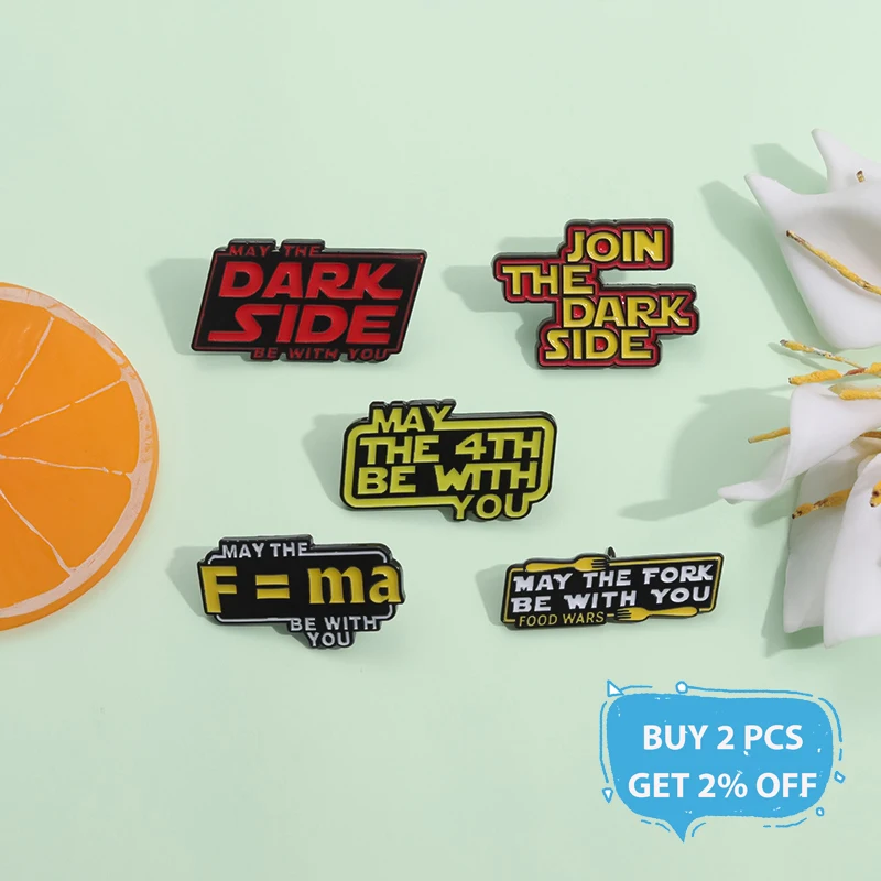 Food Wars May The Fork Be With You Enamel Pins Customs Jion The Dark Side Metal Brooches Lapel Badge Jewelry Gifts For Friends