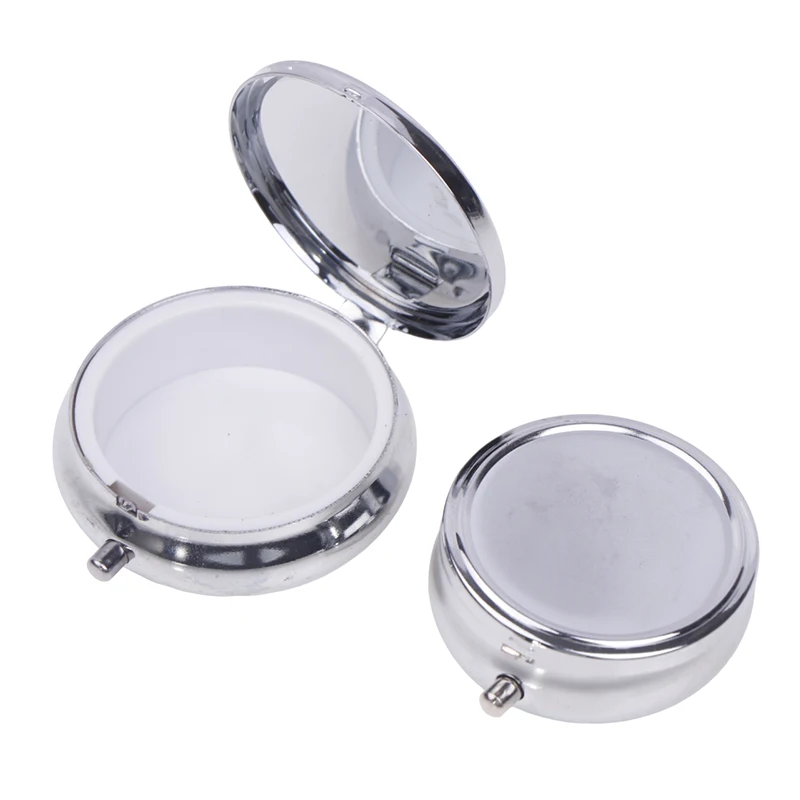 Metal Pill Boxes Stainless Steel Round Pill Boxes Medicine Organizer Container Medicine Case Splitters Pill Candy Box