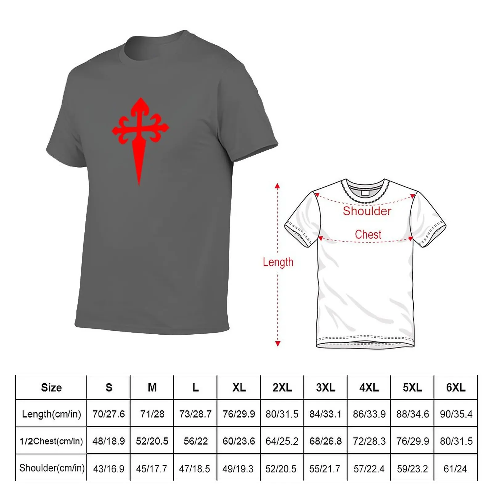 New Cross of Santiago T-Shirt Short sleeve Blouse men workout shirt