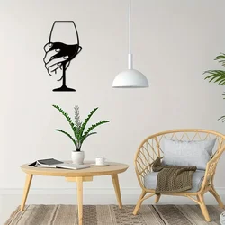 Elegant Wine Glass Metal Wall Art: Chic Modern Decor for Indoor & Outdoor Elegance Iron Art, Wall decoration, Wall Sticker