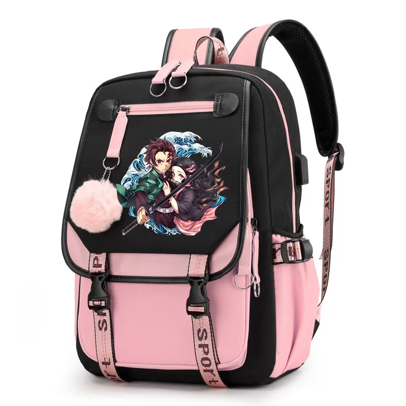 Anime Backpack Demon Slayer Nezuko School Bag for Women Fashion Backpacks Manga Tanjirou Schoolbag Teenager boys Girls Bookbag